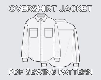 Overshirt Jacket Sewing Pattern PDF Sizes XS / S / M / L / XL