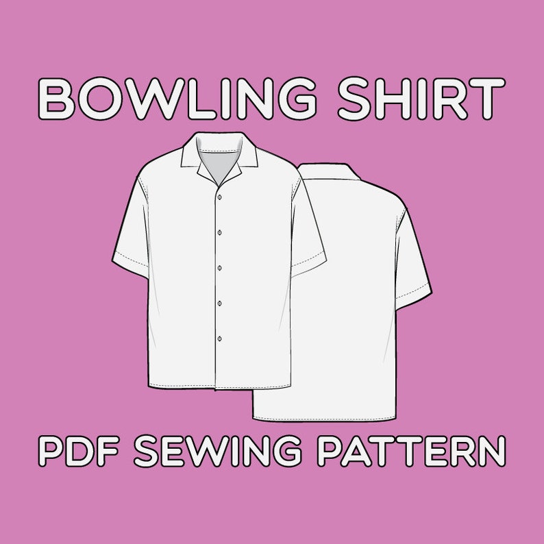 Bowlingshirt PDF naaipatroon maten XS / S / M / L / XL afbeelding 1