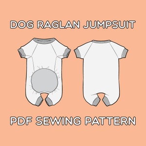 Dog Raglan Jumpsuit PDF Sewing Pattern Sizes XS / S / M / L / XL / 2XL