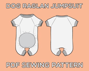 Dog Raglan Jumpsuit PDF Sewing Pattern Sizes XS / S / M / L / XL / 2XL