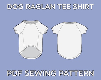 Dog Raglan Tee Shirt PDF Sewing Pattern Sizes XS / S / M / L / XL / 2XL