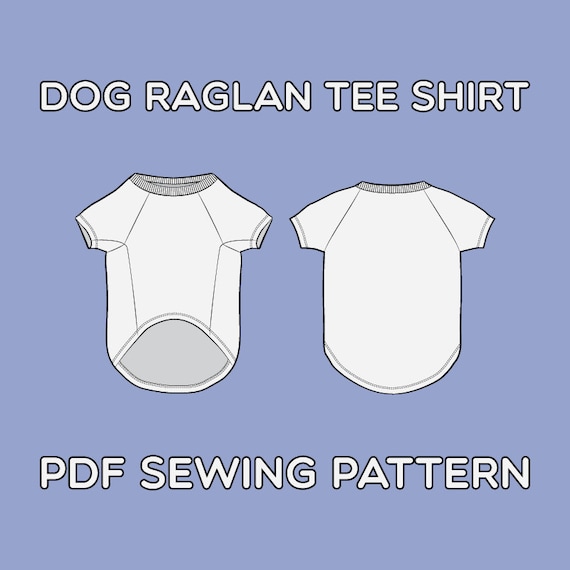 犬用ラグランTシャツ PDF 縫製パターン サイズ XS / S / M / L / XL