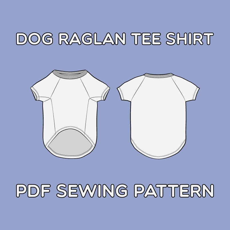 Dog Raglan Tee Shirt PDF Sewing Pattern Sizes XS / S / M / L / XL / 2XL