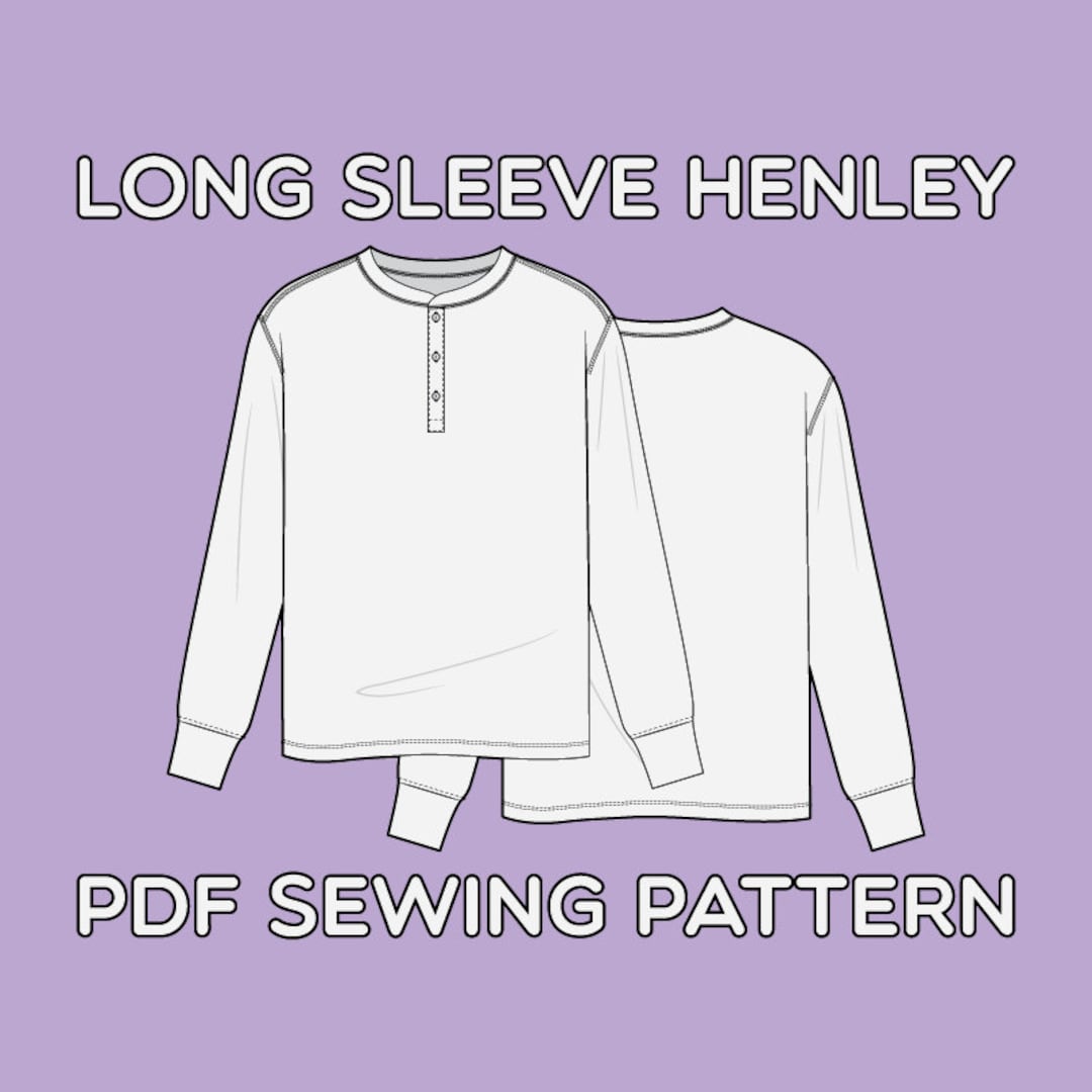 Long Sleeve Henley PDF Sewing Pattern Sizes XS S M L XL Etsy