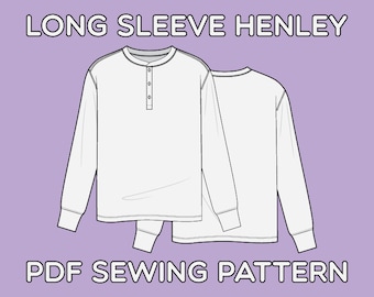 Long Sleeve Henley PDF Sewing Pattern Sizes XS / S / M / L / XL
