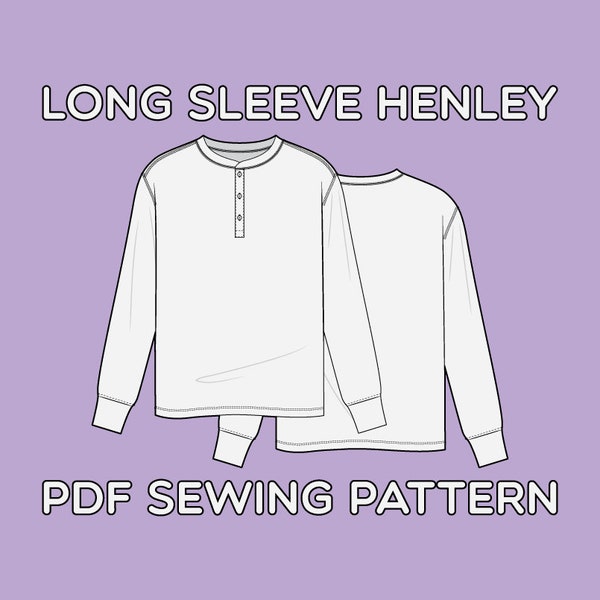 Long Sleeve Henley PDF Sewing Pattern Sizes XS / S / M / L / XL