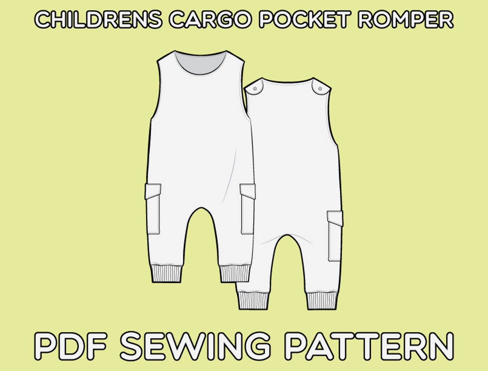 Children's Cargo Pocket Romper PDF Sewing Pattern Sizes | Etsy