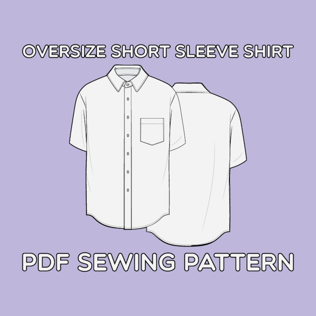 Oversized Button up Shirt PDF Sewing Pattern Sizes XS / S / M / L / XL ...