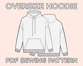 Oversize Hoodie PDF Sewing Pattern Sizes XS / S / M / L / XL