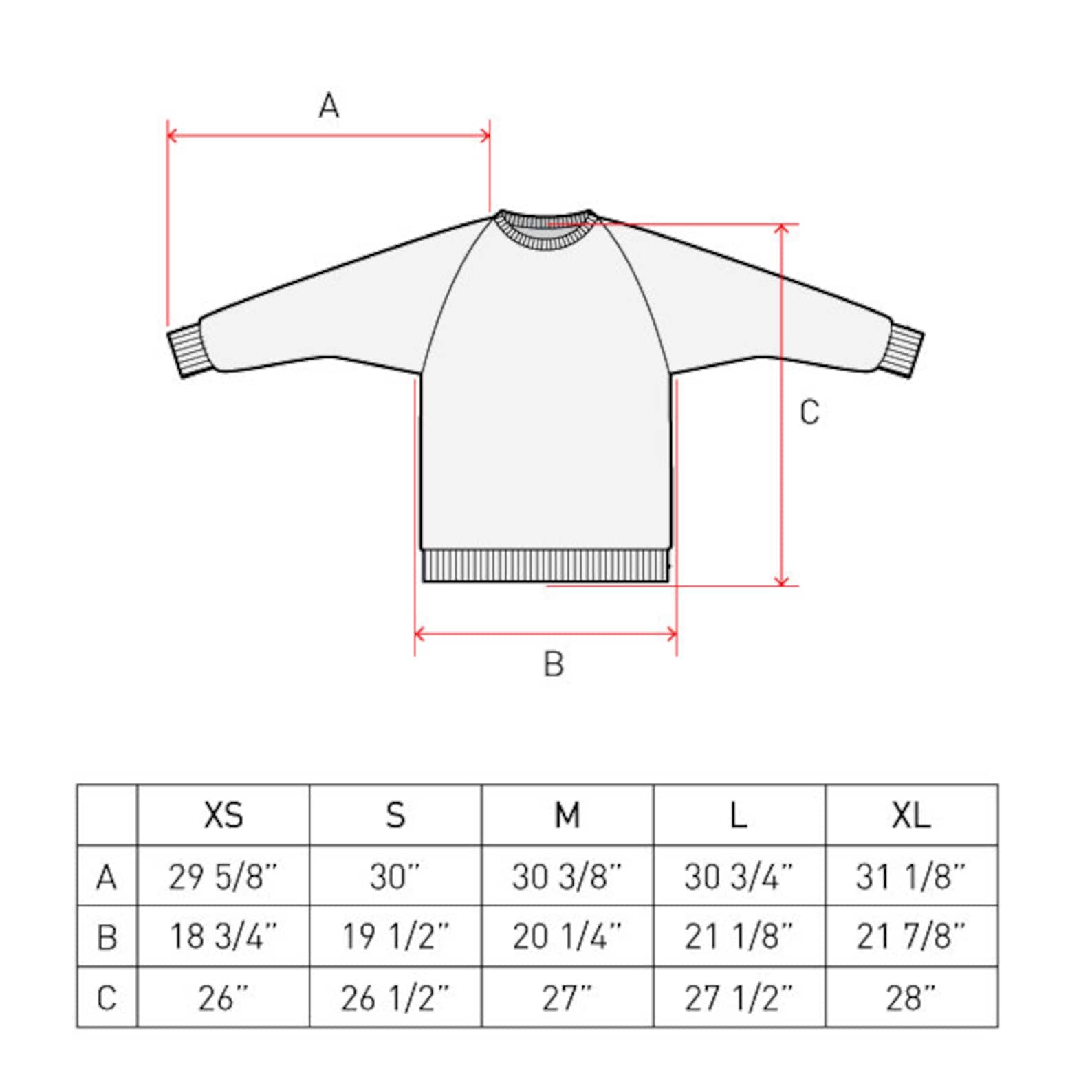 Long Sleeve Raglan Crewneck PDF Sewing Pattern Sizes XS / S / M / L ...