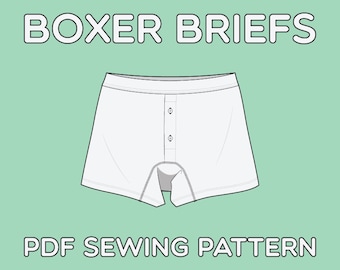 Patrón de costura Boxer Briefs PDF Tallas XS / S / M / L / XL / 2XL