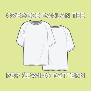 Maglietta raglan oversize PDF cartamodello taglie XS / S / M / L / XL