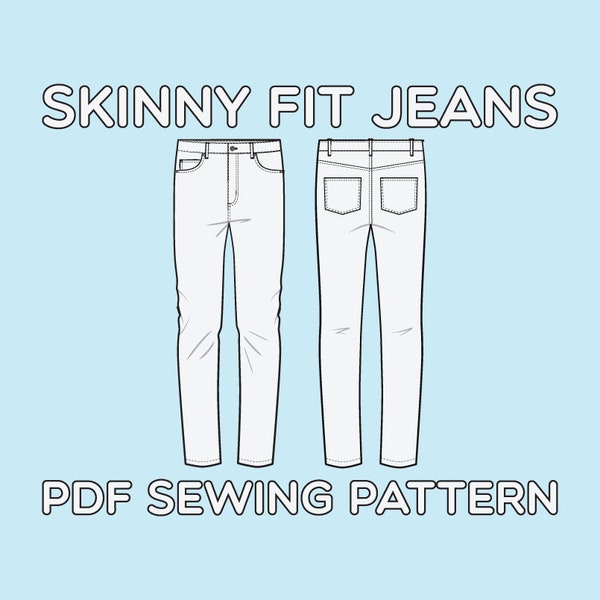 Skinny Fit 5 Pocket Jeans PDF Schnittmuster in den Größen 28 / 29 / 30 / 31 / 32 / 33 / 34 / 36