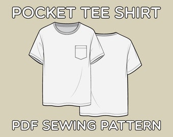 Pocket Tee Shirt PDF Sewing Pattern Sizes XS / S / M / L / XL