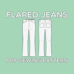 Flared 5 Pocket Jeans Sewing Pattern PDF 28 - 36