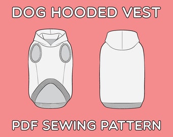 Dog Hooded Vest PDF Sewing Pattern Sizes XS / S / M / L / XL / 2XL