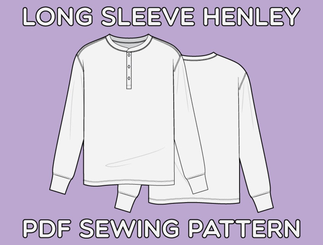 Long Sleeve Henley PDF Sewing Pattern Sizes XS / S / M / L / - Etsy