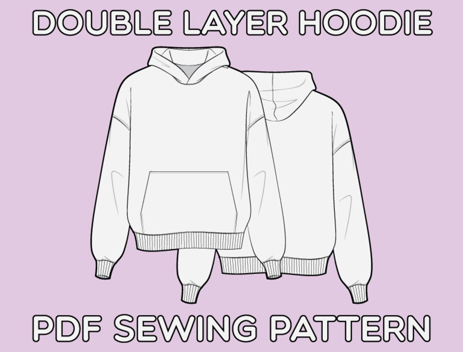 Double Layer Hoodie PDF Sewing Pattern Sizes XS / S / M / L / Etsy