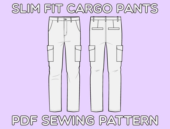 Slim Fit Cargo Pants PDF Sewing Pattern Sizes 28 29 30 Slim Fit Cargo ...