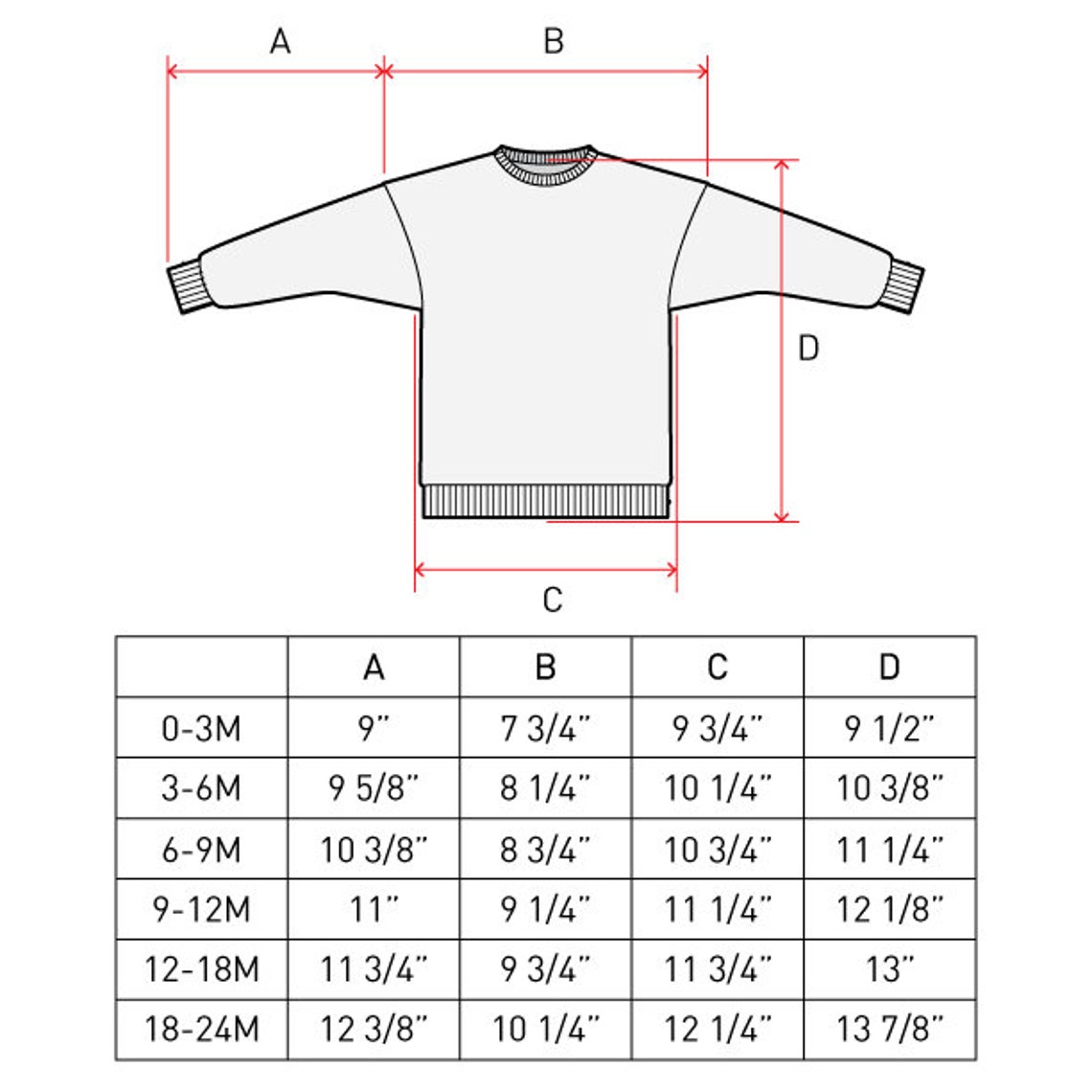 Children's Crewneck Sweater PDF Sewing Pattern Sizes 03M Etsy Italia