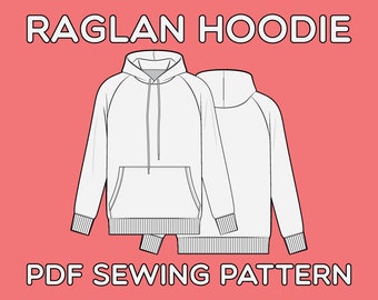 Raglan Hoodie PDF Sewing Pattern Sizes XS / S / M / L / XL