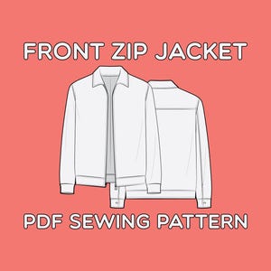 Mönster för jacka med dragkedja framtill i PDF-format, storlekar XS / S / M / L / XL