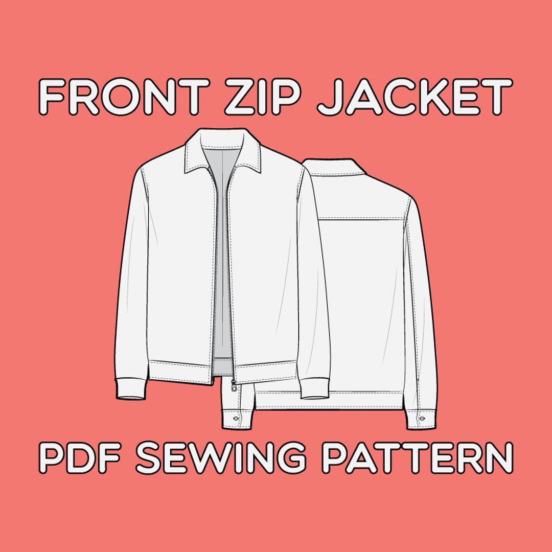 Front Zip Jacket PDF Sewing Pattern Sizes XS / S / M / L Front Zip Jacket PDF Sewing Pattern Sizes XS / S / M / L