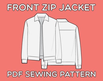 Front Zip Jacket PDF Sewing Pattern Sizes XS / S / M / L / XL