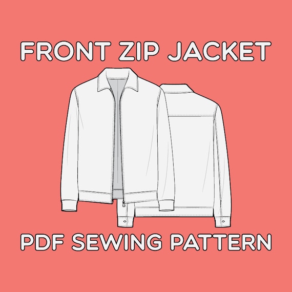Front Zip Jacket PDF Sewing Pattern Sizes XS / S / M / L