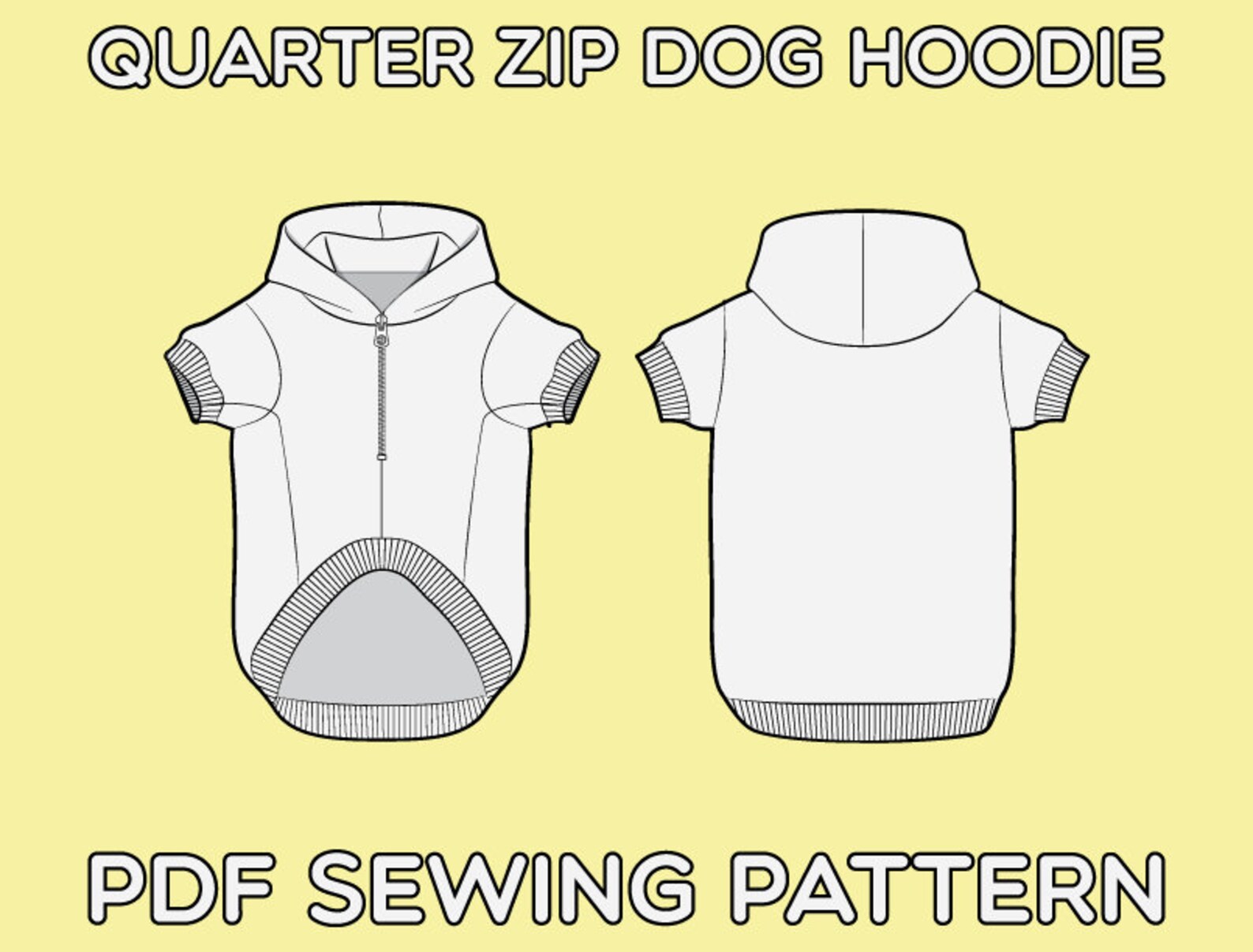 Dog Quarter Zip Hoodie PDF Sewing Pattern Sizes XS / S / M / L Etsy Canada