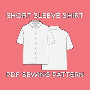 Short Sleeve Button Up Shirt PDF Sewing Pattern Sizes XS / S / M / L / XL