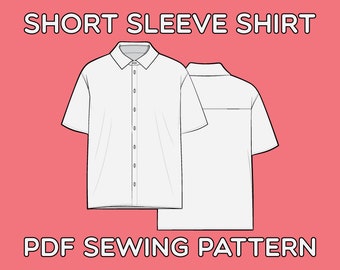 Short Sleeve Button Up Shirt PDF Sewing Pattern Sizes XS / S / M / L / XL
