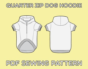 Dog Quarter Zip Hoodie PDF Sewing Pattern Sizes XS / S / M / L / XL / 2XL