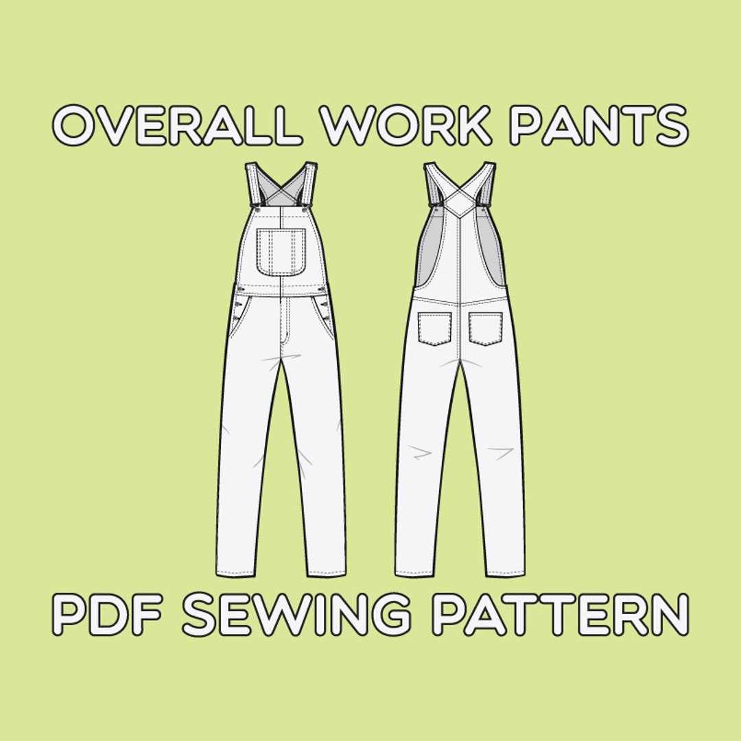 Slim Fit Overall Jeans PDF Sewing Pattern Sizes 28 / 29 / 30 / 31 / 32 ...