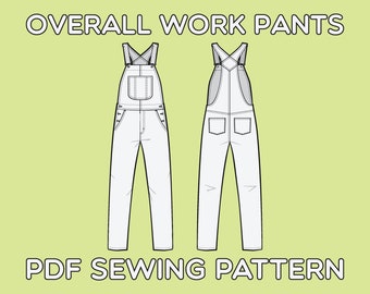 Slim Fit Overall Jeans PDF Sewing Pattern Sizes 28 / 29 / 30 / 31 / 32 / 33 / 34 / 36