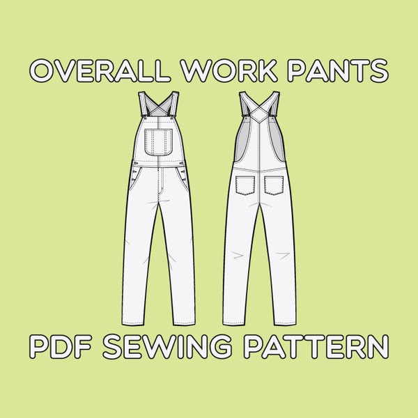 Slim Fit Overall Jeans PDF Sewing Pattern Sizes 28 / 29 / 30 / 31 / 32 / 33 / 34 / 36