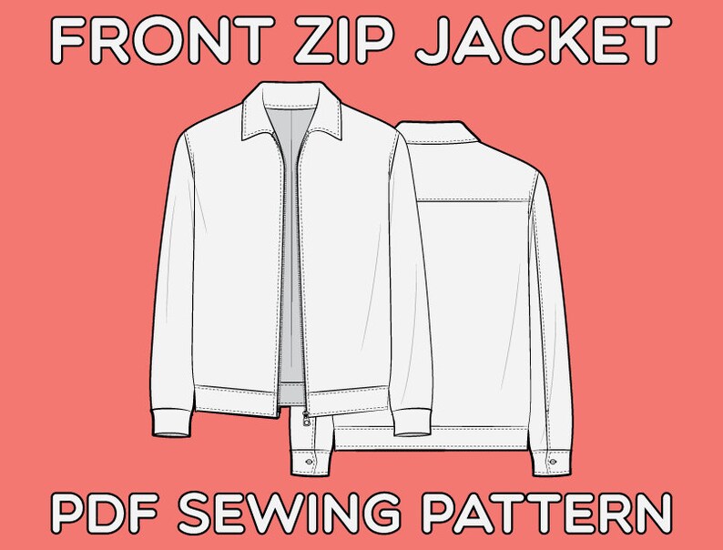 Front Zip Jacket PDF Sewing Pattern Sizes XS / S / M / L / XL | Etsy