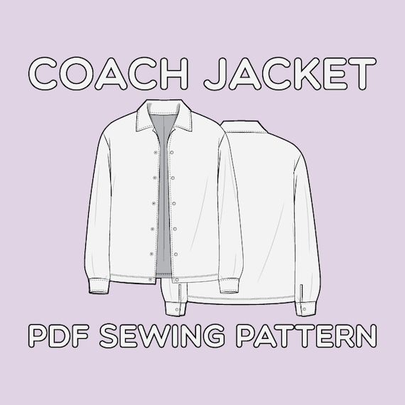 Coach Jacket PDF Sewing Pattern Sizes XS / S / M / L / XL - Etsy Coach Jacket PDF Sewing Pattern Sizes XS / S / M / L / XL - Etsy