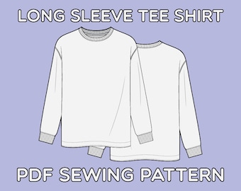 Long Sleeve Tee Shirt PDF Sewing Pattern Sizes XS / S / M / L / XL