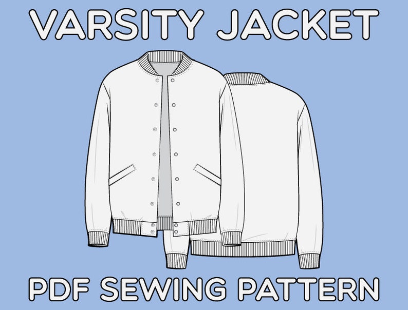 Varsity Jacket PDF Sewing Pattern Sizes XS / S / M / L / XL Etsy