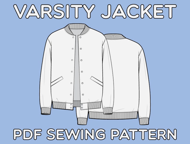 Varsity Jacket PDF Sewing Pattern Sizes XS / S / M / L / XL | Etsy