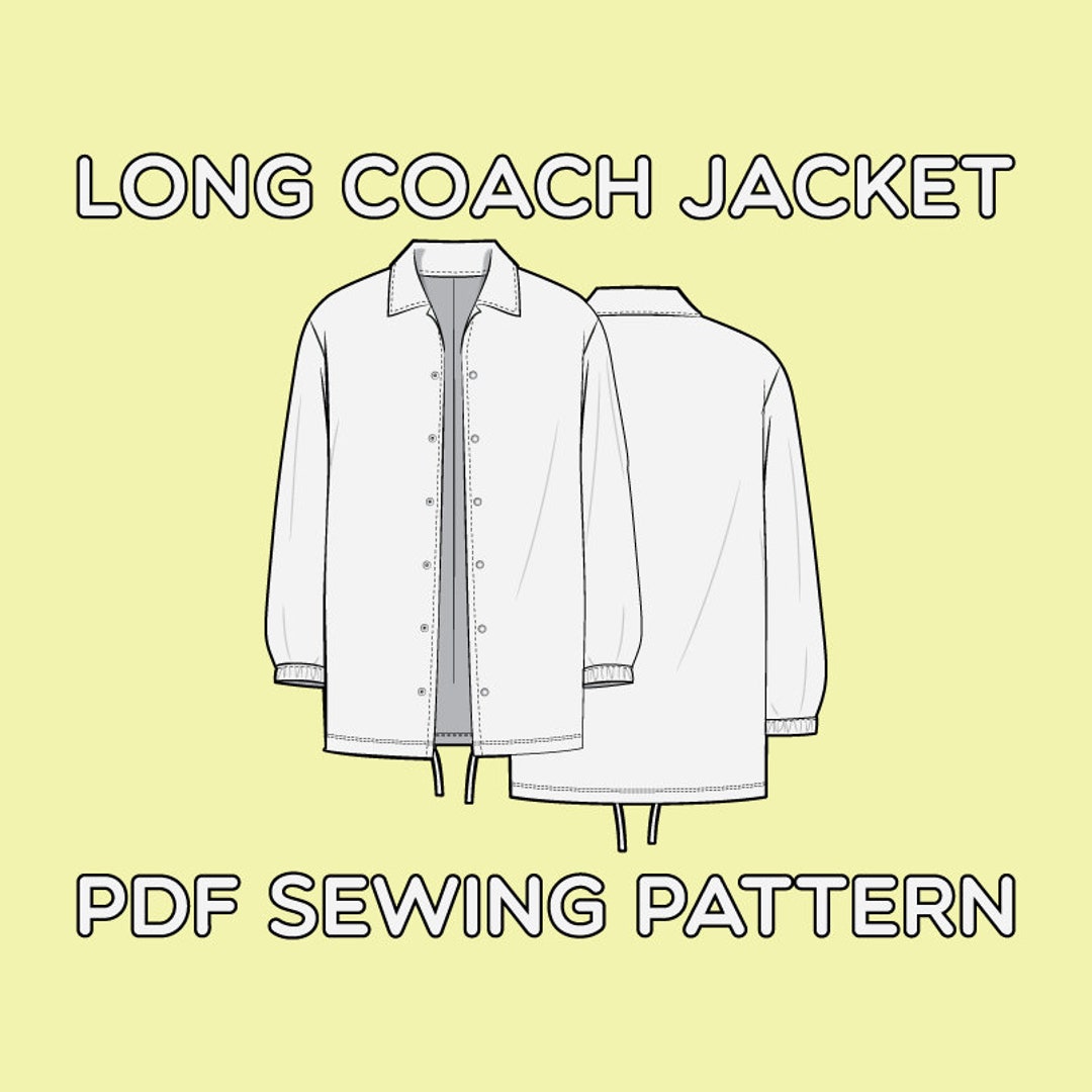 Long Coach Jacket PDF Sewing Pattern Sizes XS / S / M / L / XL - Etsy