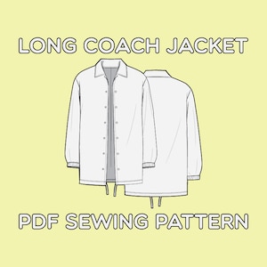 Long Coach Jacket PDF Sewing Pattern Sizes XS / S / M / L / XL