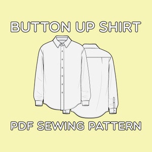 Button Up Shirt PDF Sewing Pattern Sizes XS / S / M / L / XL image 1