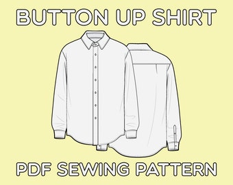 Button Up Shirt PDF Sewing Pattern Sizes XS / S / M / L / XL