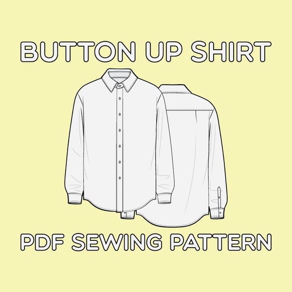 Button Up Shirt PDF Sewing Pattern Sizes XS / S / M / L / XL