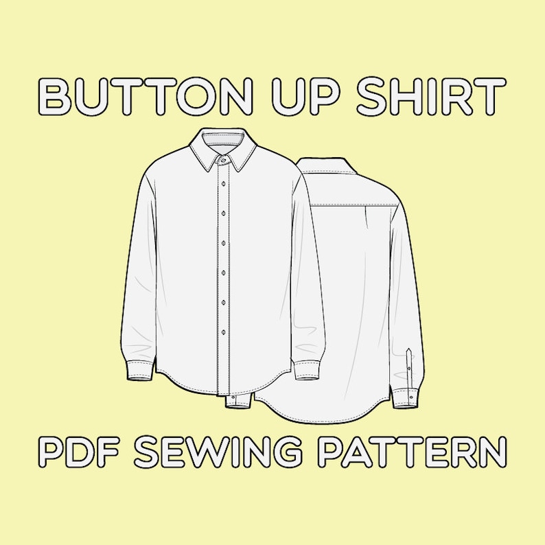 Button Up Shirt PDF Sewing Pattern Sizes XS / S / M / L / XL image 1