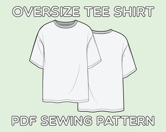 Oversize Tee Shirt PDF Sewing Pattern Sizes XS / S / M / L / XL
