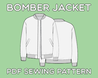 Bomber Jacke PDF Schnittmuster Größen XS / S / M / L / XL