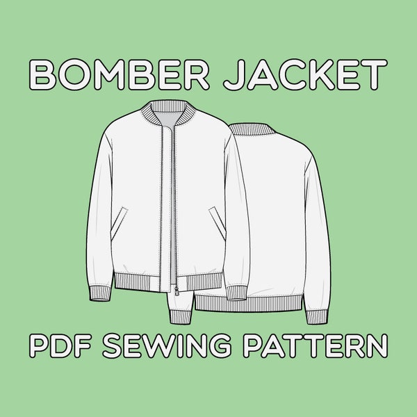 Bomber Jacke PDF Schnittmuster Größen XS / S / M / L / XL